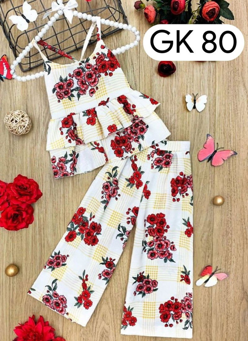 Multi Colour GURUKRUPA Girls Stylish Party Wear Top With Bottom Kids Colllection GK-80